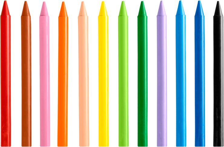 Colored Wax Pencils Isolated on White